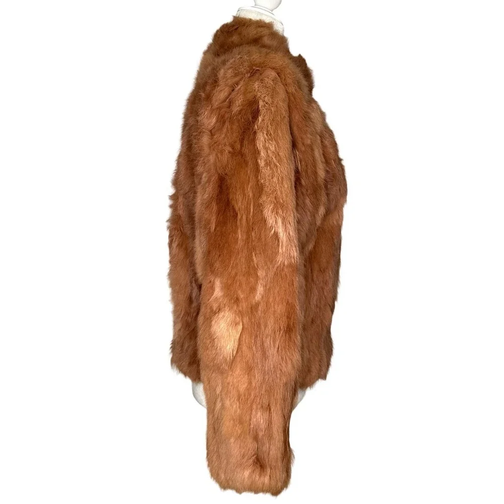 Vintage Genuine Rabbit Fur Coat Jacket Small Made In Korea Variegated RN66109